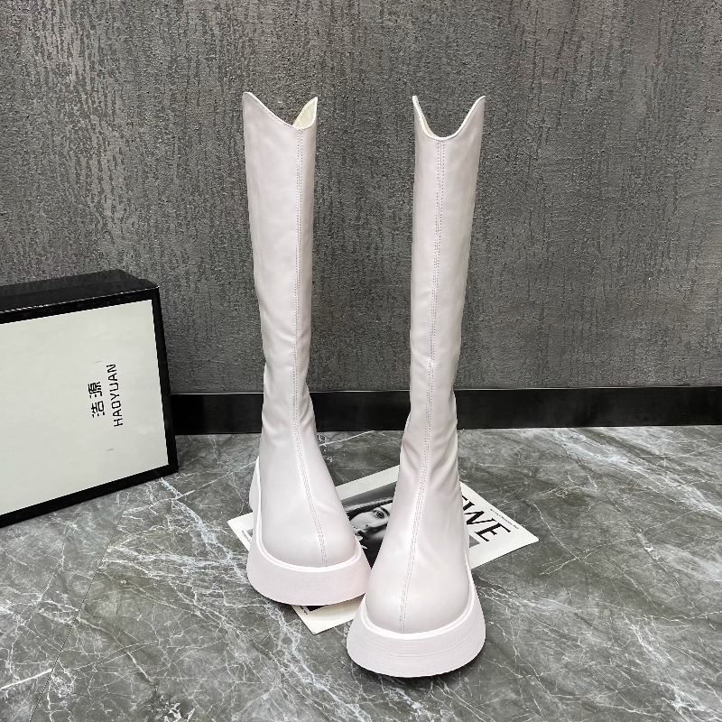 Women'S Fashion Knee High Boots - 여성용 신상 심플 단색 플랫폼 논슬립