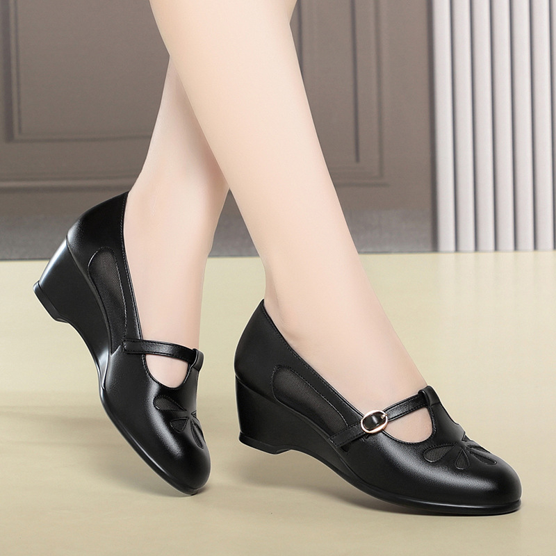 중년 여성 여름 메쉬 컷아웃 웨지힐 슈즈 가볍고 부드러 - Women'S Fashion Shoes 리뷰 및 가격