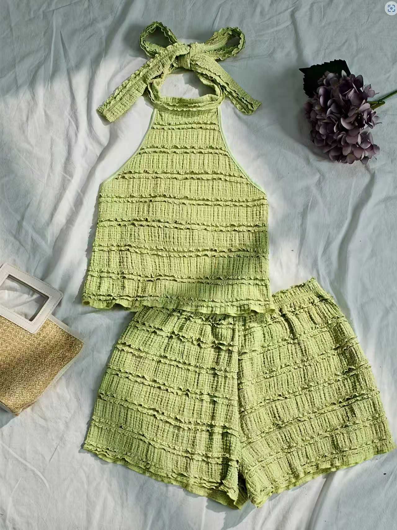 여성 여름 유럽풍 미국풍 휴가 스타일 캐미탑 & 핫팬츠 - Lace Trim Cami 리뷰 및 가격