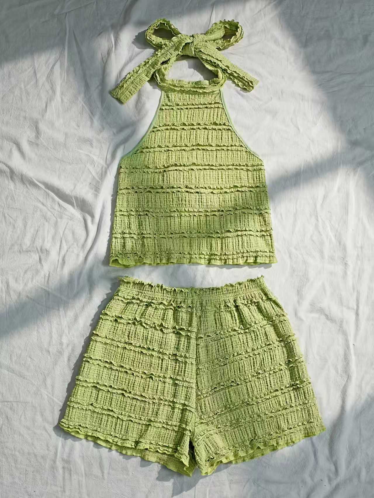 여성 여름 유럽풍 미국풍 휴가 스타일 캐미탑 & 핫팬츠 - Lace Trim Cami 리뷰 및 가격
