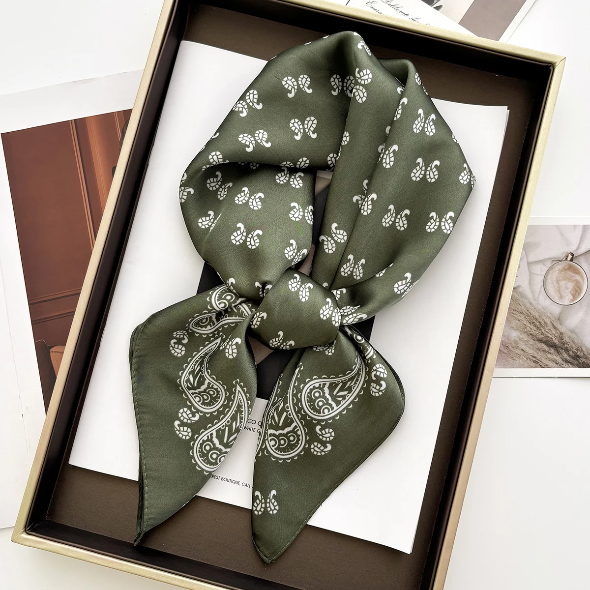 70cm 여성용 소프트 새틴 스퀘어 스카프 꽃 프린트  - Women Fashion Necktie 리뷰 및 가격