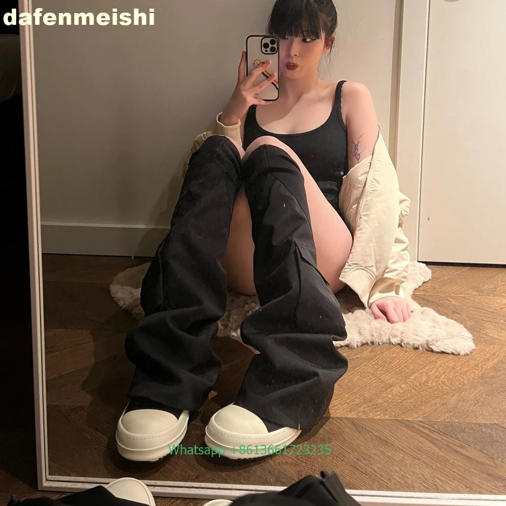 여성용 블랙 데님 오버니 부츠 웨지 스포츠 스타일 라운 - Women'S Fashion Knee High Boots 리뷰 및 가격