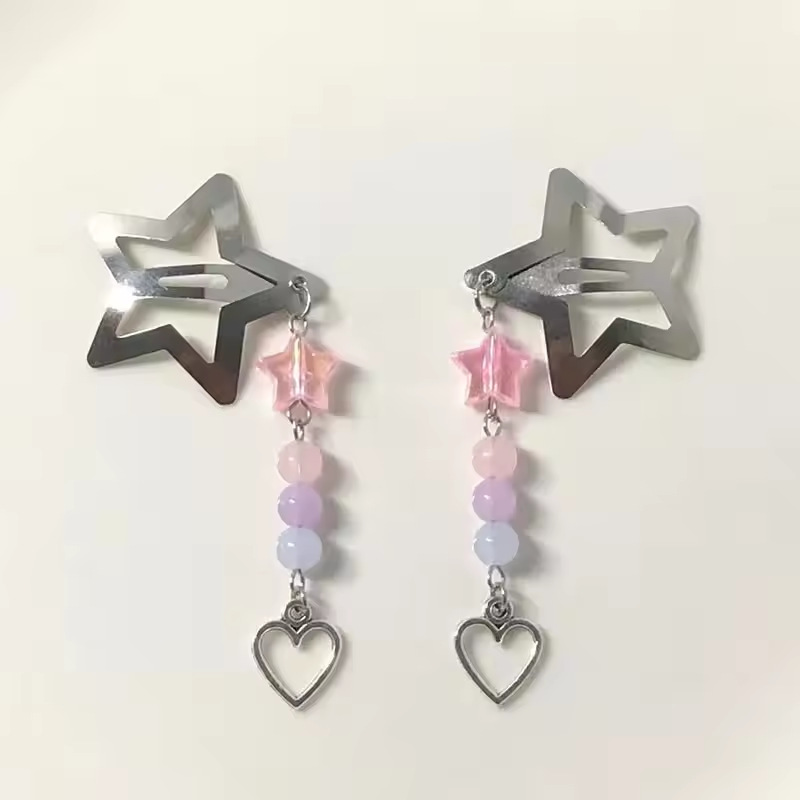 2pcs 한국 새로운 패션 다섯개 별 태슬 사이드 헤어 - Women'S Fashion Korea 리뷰 및 가격