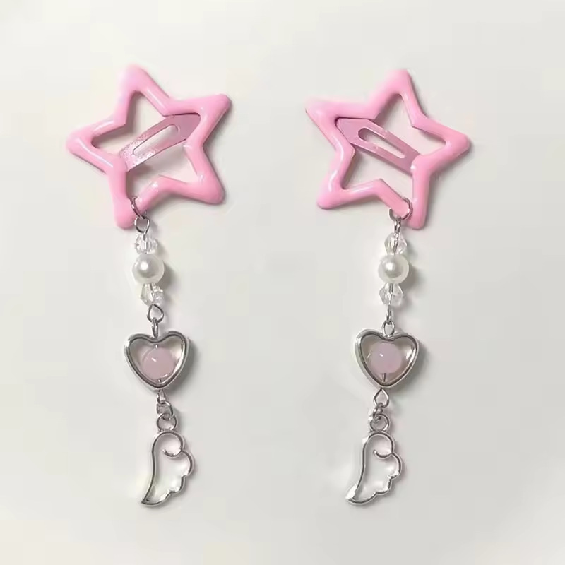 2pcs 한국 새로운 패션 다섯개 별 태슬 사이드 헤어 - Women'S Fashion Korea 리뷰 및 가격