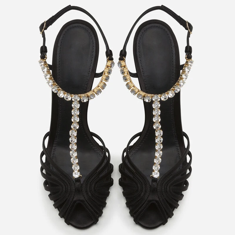 라인스톤 체인 T스트랩 속이 빈 핑크 실크 샌들 여성  - Women'S Fashion Jewellery 리뷰 및 가격